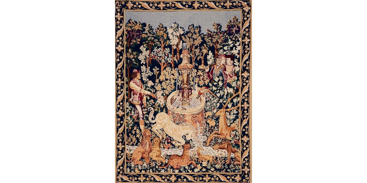 Gobelin tapisserie Licorne à  la fontaine